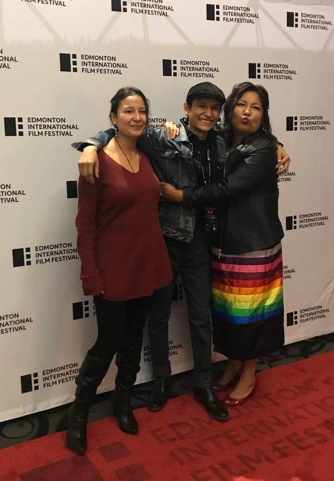 Samuel Marty - RED SNOW premiere at the Edmonton International Film Festival with his sister Casadaya and his mom Charity Marty