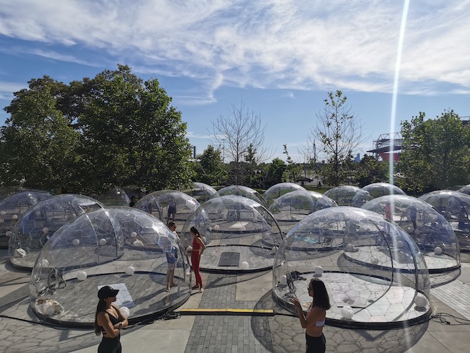 These domes are being repurposed for outdoor yoga