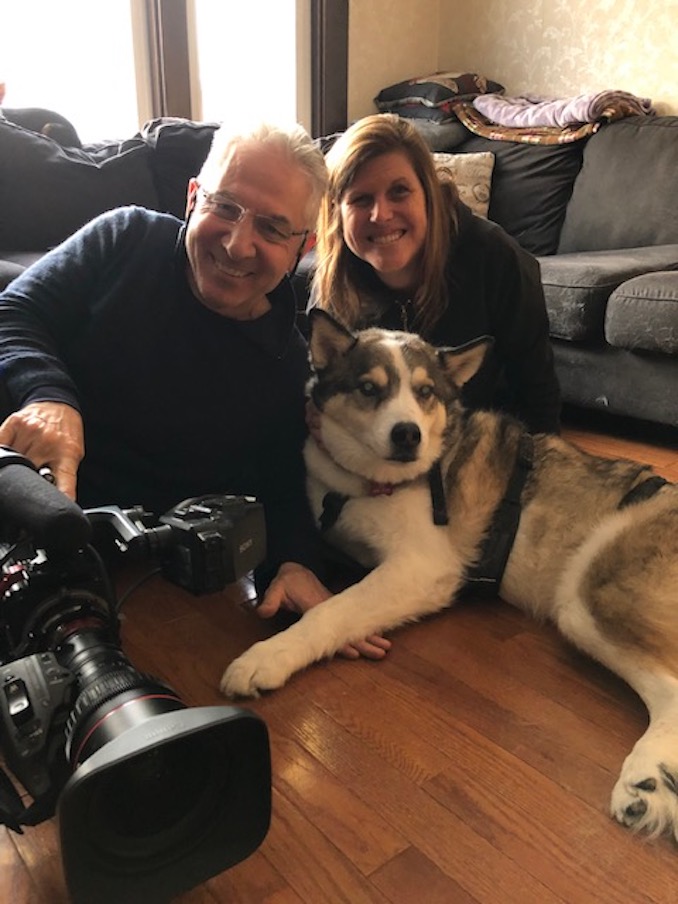 Last year with my cinematographer friend Mike Grippo filming a remarkable paralyzed dog named Eddie.