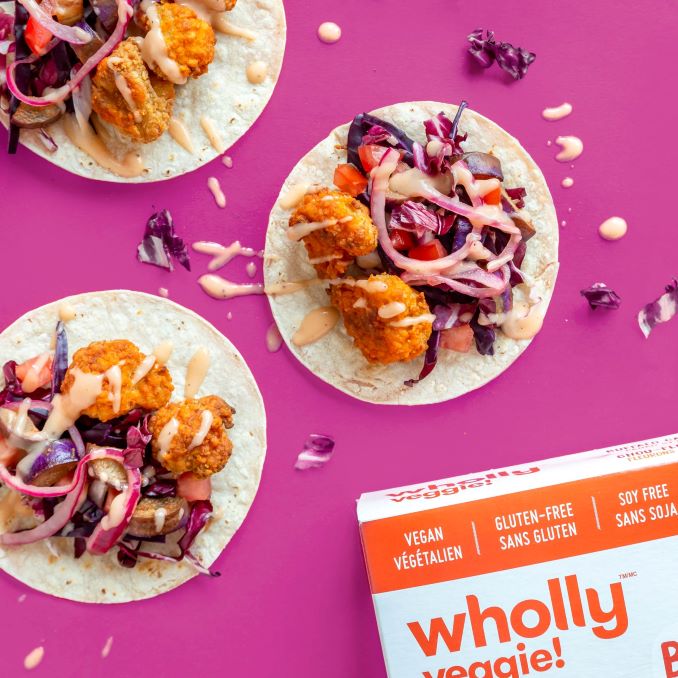 Wholly Veggie Buffalo Cauliflower Tacos With Roasted Eggplant