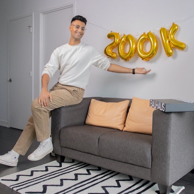 When I hit the milestone of 200,000 subscribers on YouTube this year! Here’s me with some balloons that definitely say 200K & not ZOOK haha.