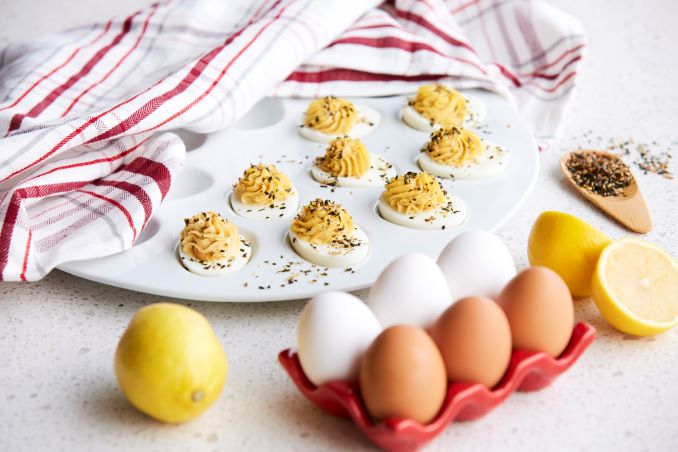 spicy miso devilled eggs