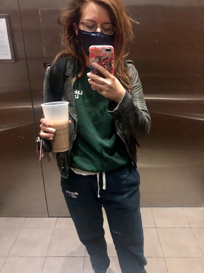 So, this is a very glam photo of me at the crack of dawn on my way to shoot Private Eyes. My bed head is really out to play and it seems I couldn’t find a lid for my coffee but I’m not worried cause I will down it in two minutes.