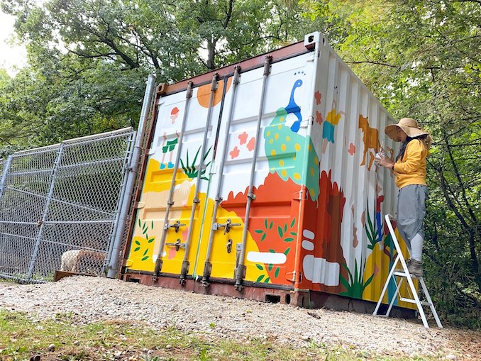 Painting a mural for High Park Zoo