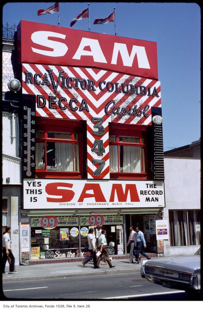 1971 - View of Sam the Record Man on Yonge Street