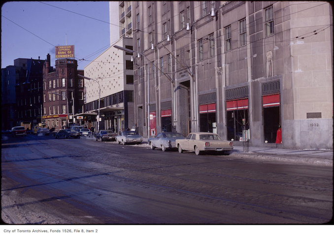 1971 - View of north side of Carlton Street, looking east to Yonge Street