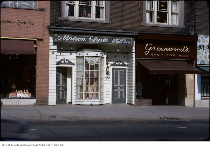 1971 - View of shops on the east side of Yonge Street, north of St. Clair