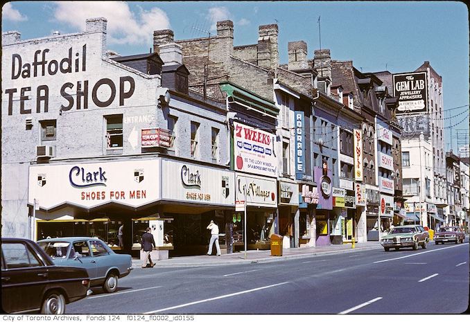 1972 - Yonge Street, west side, south of Dundas Street at Trinity Square