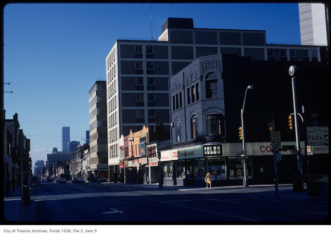 1973 - View of west side of Yonge Street, looking south at Charles Street East