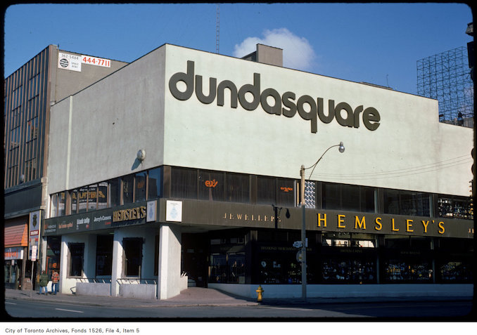 1975 - View of Dundas Square on the east side of Yonge Street, south of Dundas