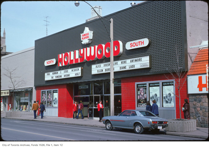 1975 - View of the Hollywood Theatre on the east side of Yonge Street north of St. Clair