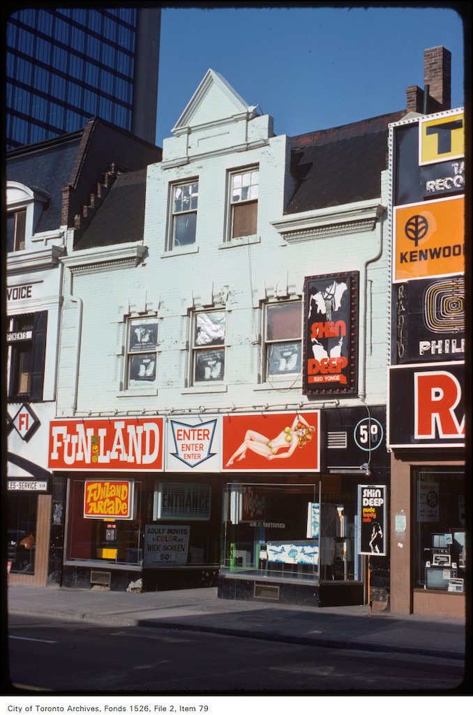 1979 - View of Fun Land and Skin Deep on the west side of Yonge Street, south of Wellesley