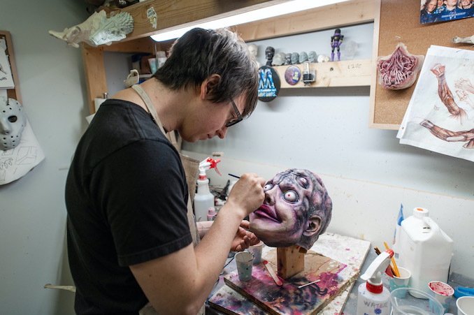 Painting monster masks for at Masters FX for “PG: Psycho Goreman”