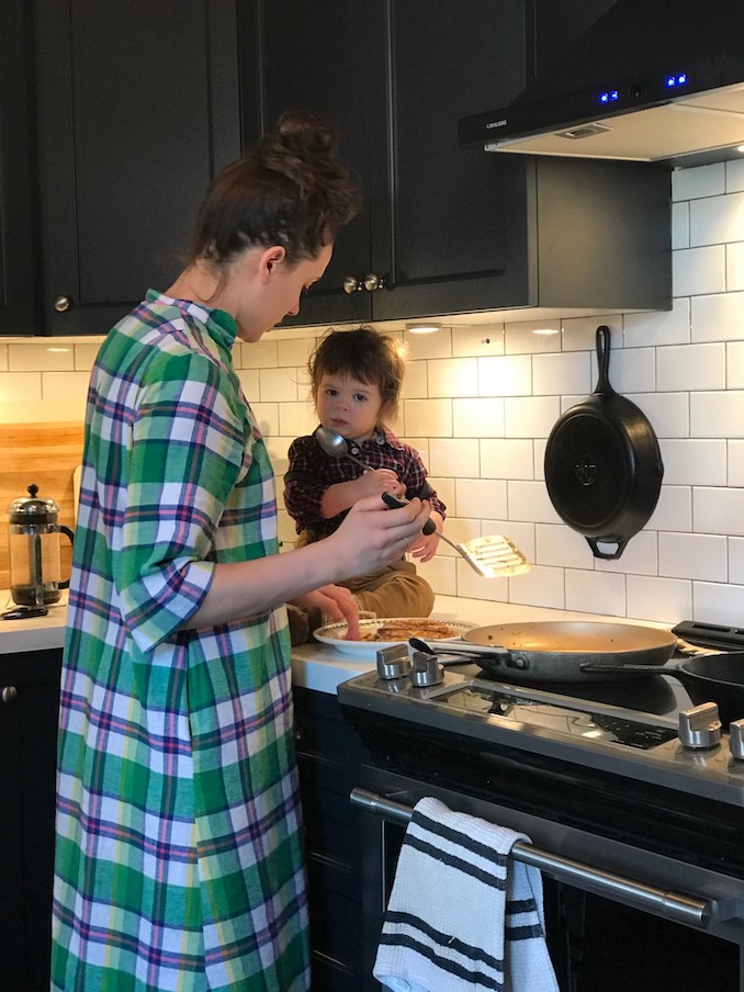 I've always cooked a lot, and loved that, but now having to feed a hungry baby I cook what feels like all of the time. Arlo loves to get involved, but it's kind of hard at this stage to make sure he isn't doing one of the million things he wants to do that will end in certain harm, ha. We make cornmeal buttermilk pancakes every Sunday, it's all very cute and domestic.