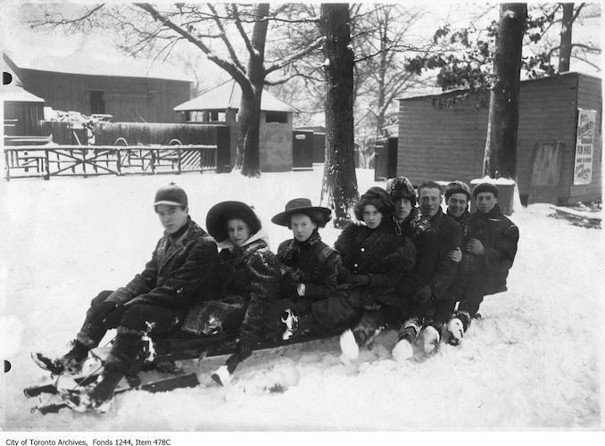 1909 - Group on toboggan, High Park