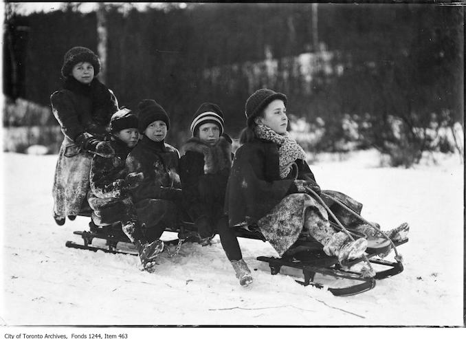 1910 - Children on sled, High Park