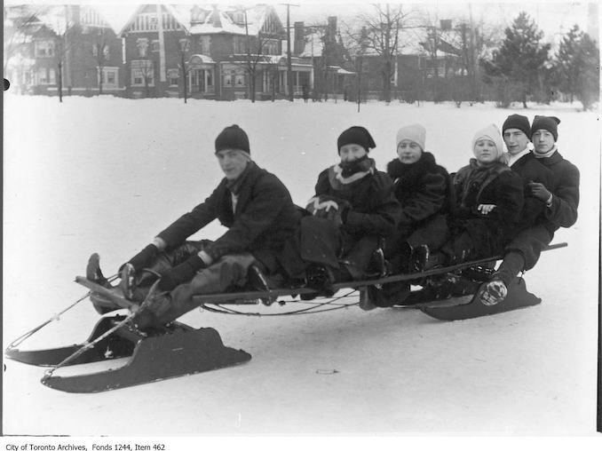 1912 - Group on sled, Riverdale Park