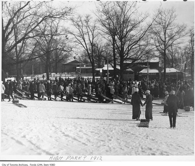 1912 - Lineups for toboggan runs, High Park