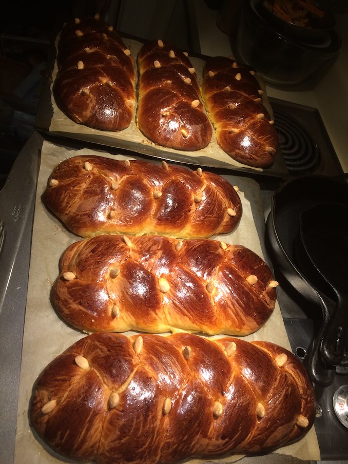 Home baked Armenian Easter bread, a family bread-making tradition.