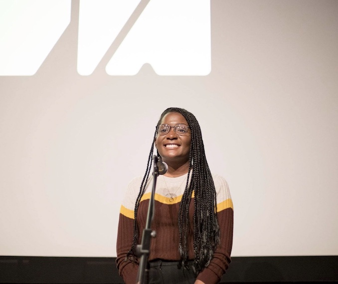 Me at a Q&A session after the screening of my feature film ONE OF OURS at the RIDM festival in Montreal (photo by: Maryse Boyce)