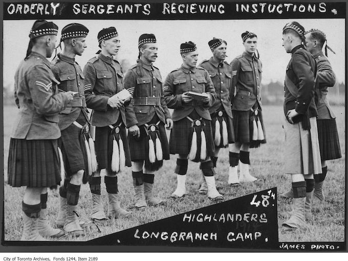 1914-48th Highlanders orderly sergeants receiving instructions-Long Branch camp