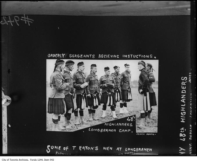 1915-48th Highlanders orderly sergeants receiving instructions-Long Branch Camp