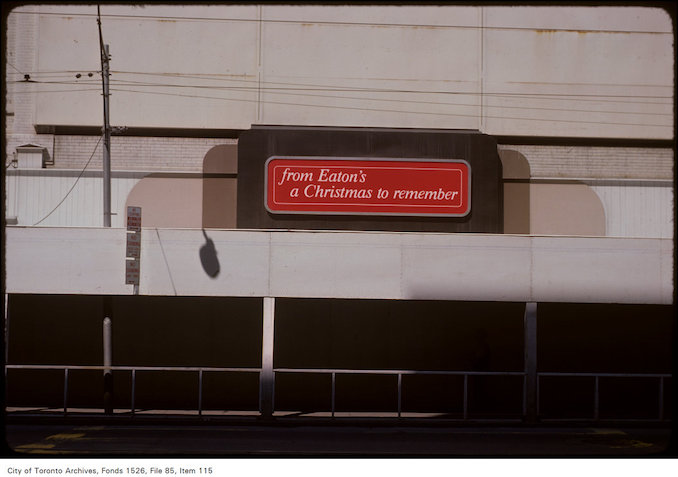 1977-View of Eatons Christmas sign just prior to demolition