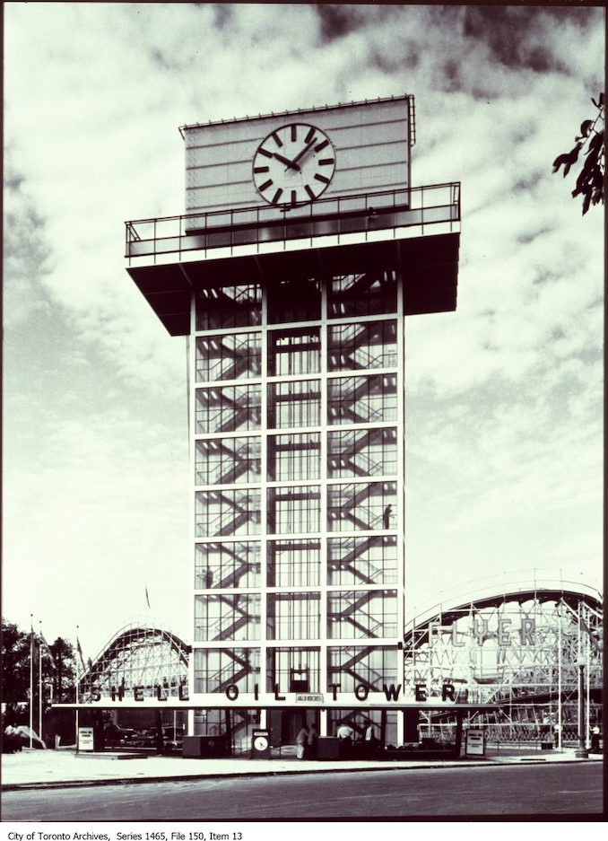 1980 - 1998 - Shell Oil Tower and Flyer roller coaster at CNE