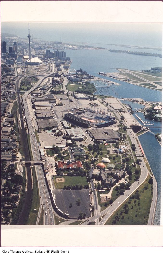 1980 and 1998- Exhibiton District -Looking East over Exhibition Place from the Air