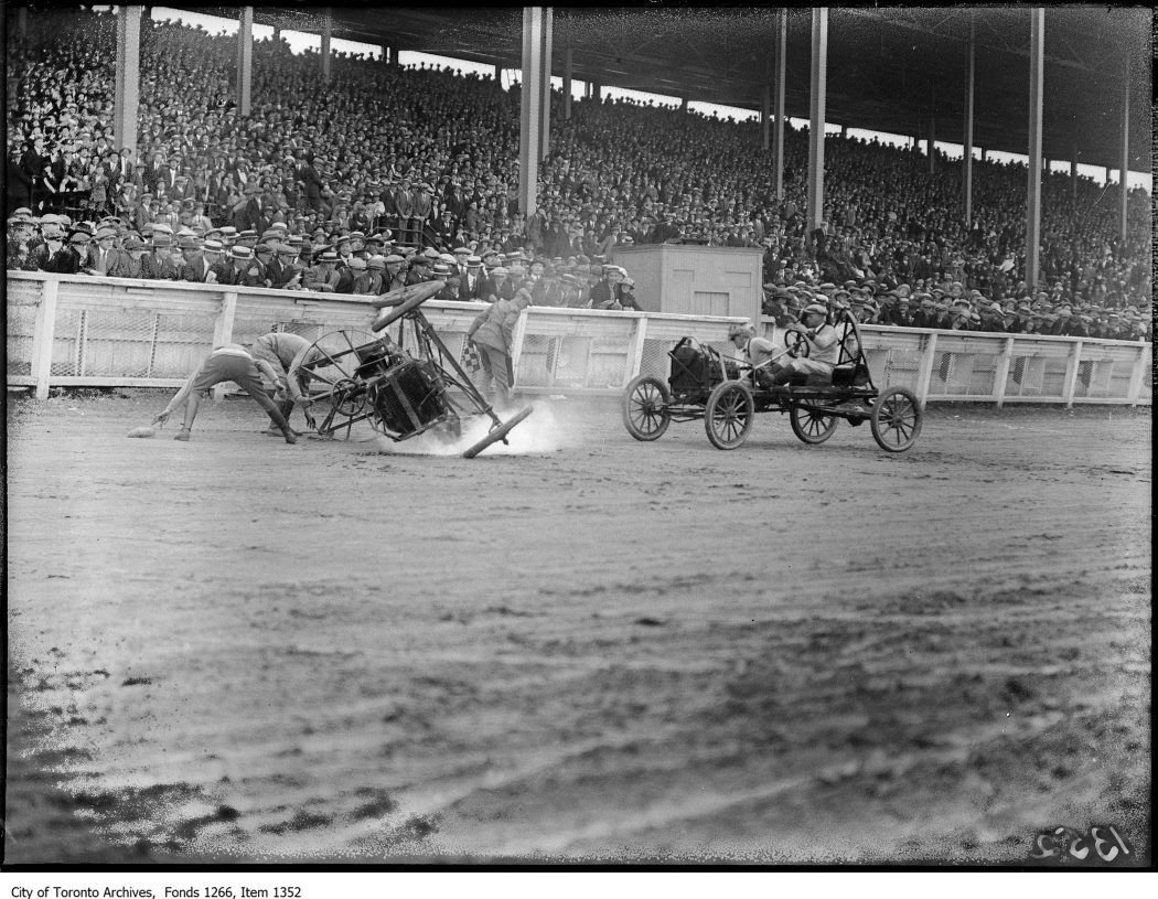 1923 - Exhibition, auto polo upset at Grandstand