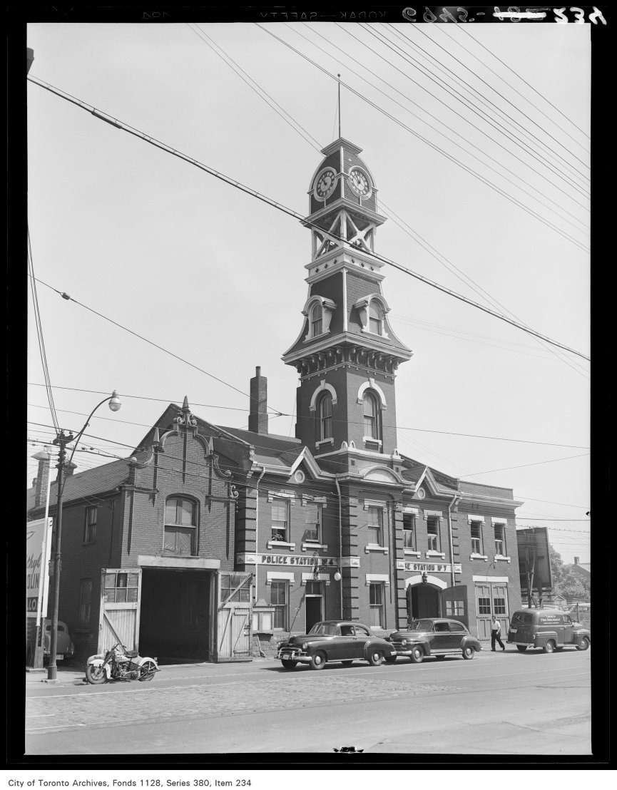 1950 - Firehall No. 7 and police station at 468-470 Dundas Street East