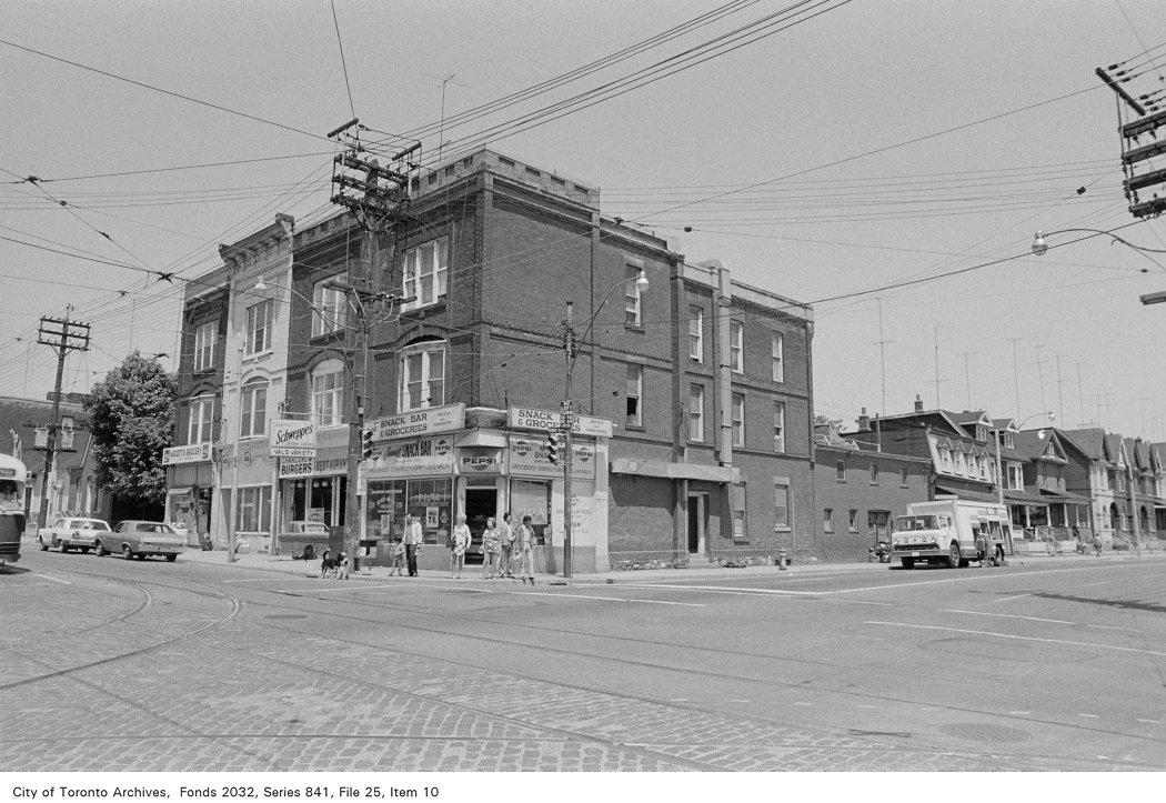 1972 - Corner of Broadview Avenue and Dundas Street, looking north-east
