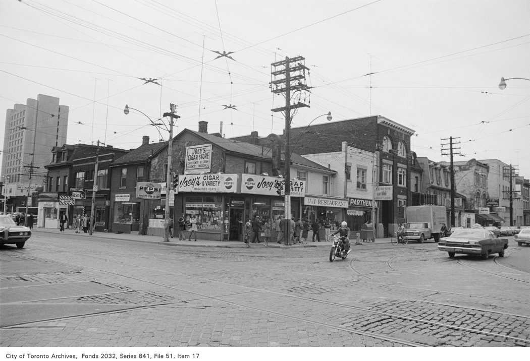 1972 - Corner of Church Street and Dundas Street, looking south-east