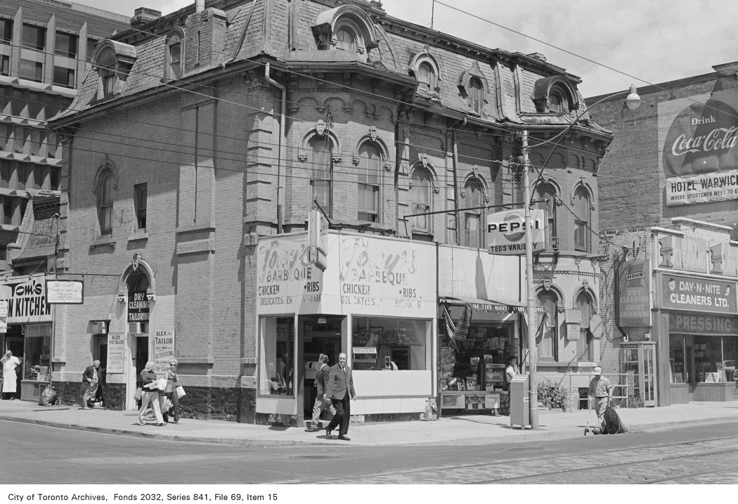 1972 - Corner of Mutual Street and Dundas Street, looking north-east