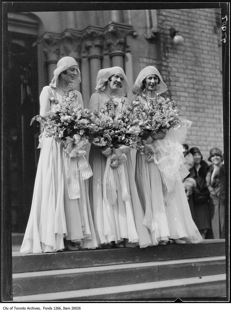 1930 - Miss Rowell wedding, Metropolitan Church, bridesmaids group