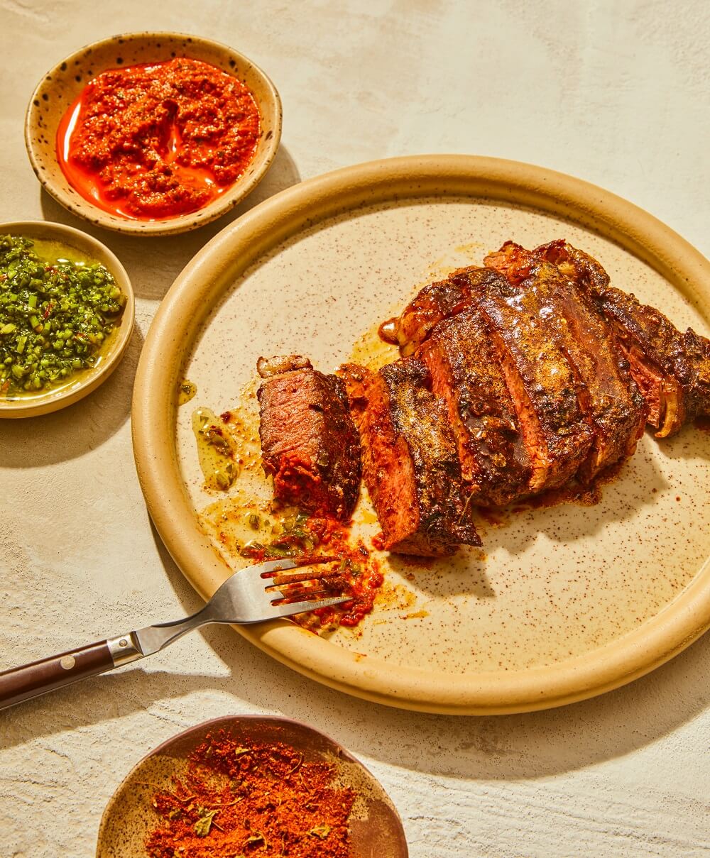 Recipe for Tandoori Steak with Chimichurri