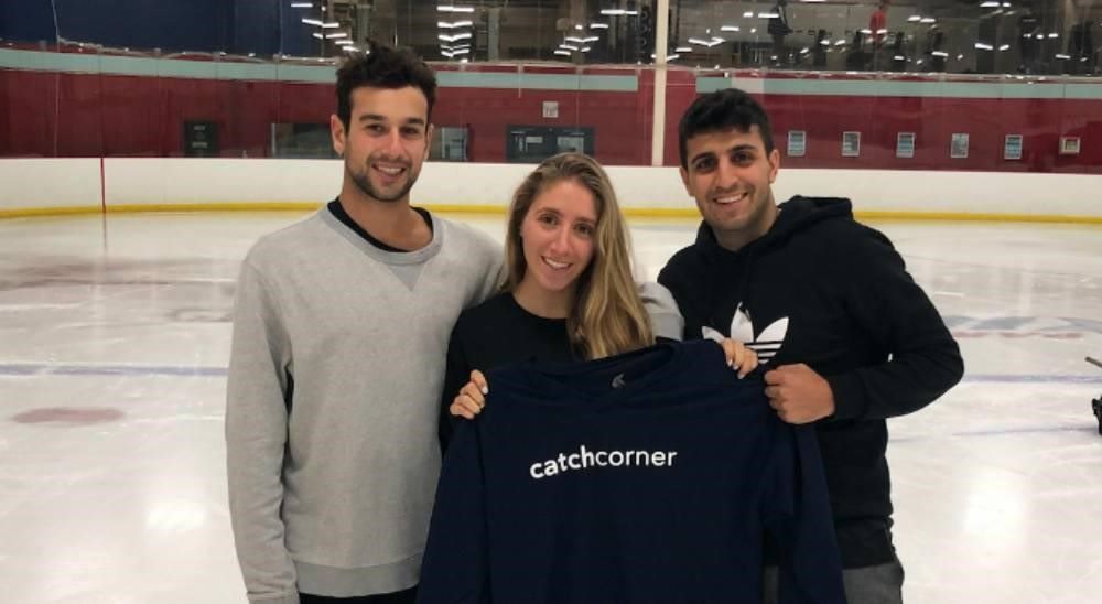 CatchCorner founders Maya Azouri (center) and Jonathan Azouri (right). 