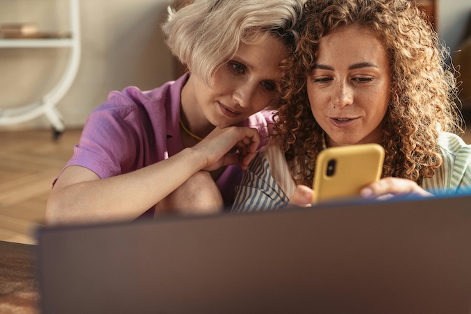 women using a cellphone