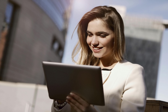Photo by Andrea Piacquadio: https://www.pexels.com/photo/woman-in-white-blazer-holding-a-black-tablet-3781528/