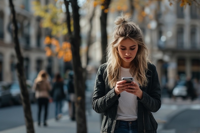 Woman texting on her phone