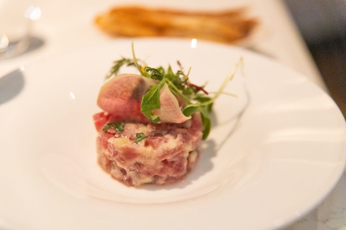 Tuna Tartare Appetiser at Choux Gras restaurant in the Fairmont Tremblant in Mont Tremblant