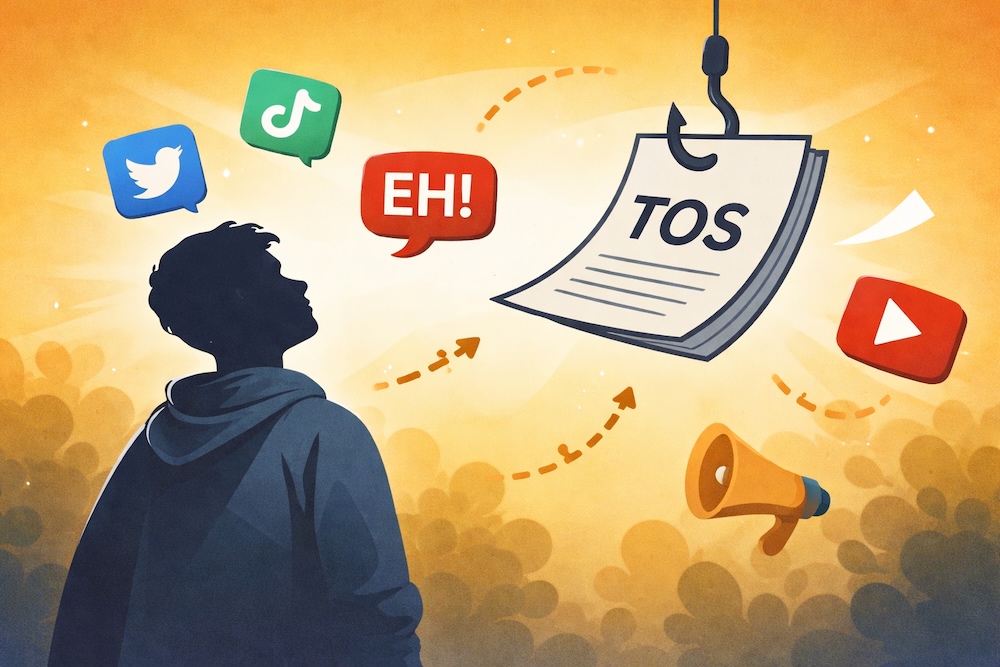 Terms of service in social media companies.