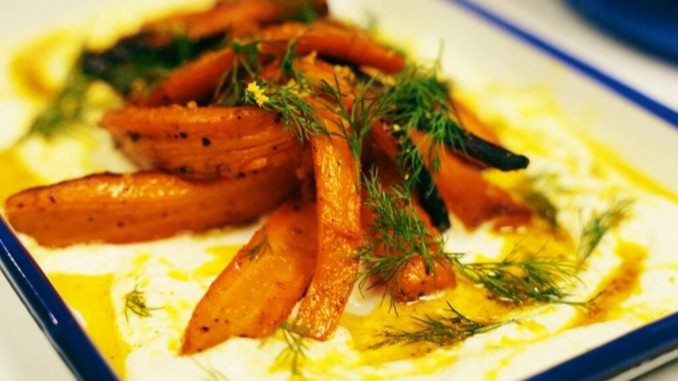 Recipe for Brown Butter Carrots with Whipped Feta Ricotta
