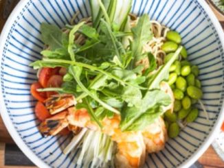 Recipe for Hiyashi Chuka Yuzu Ramen with Grilled Shrimp