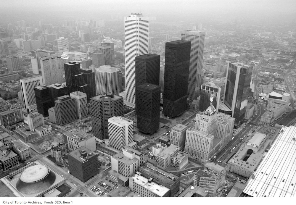 1982 - View of downtown Toronto from the CN Tower, looking north-east