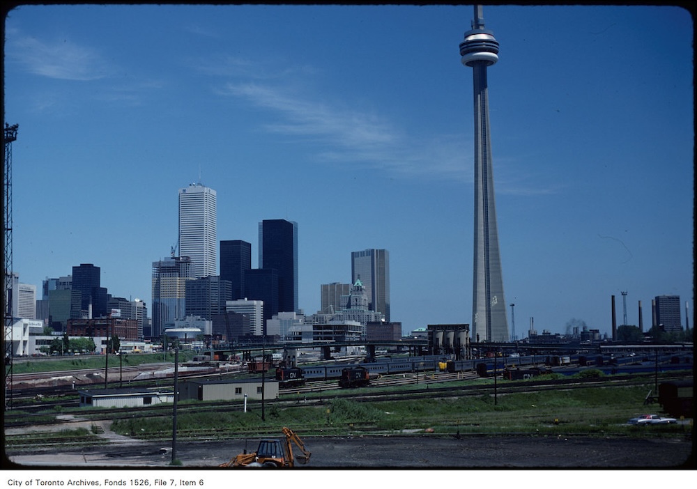June 7, 1981 - Long view of the south end of the city at Bathurst Street, CN Tower in the background