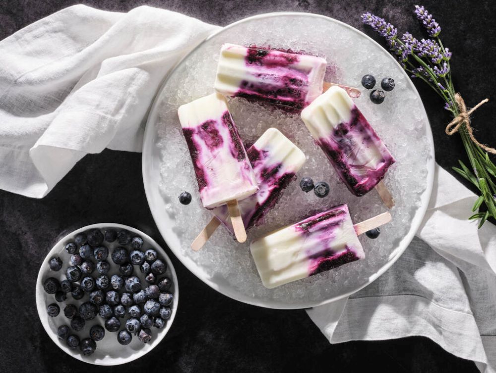 Recipe for Blueberry Lavender Yogurt Popsicles