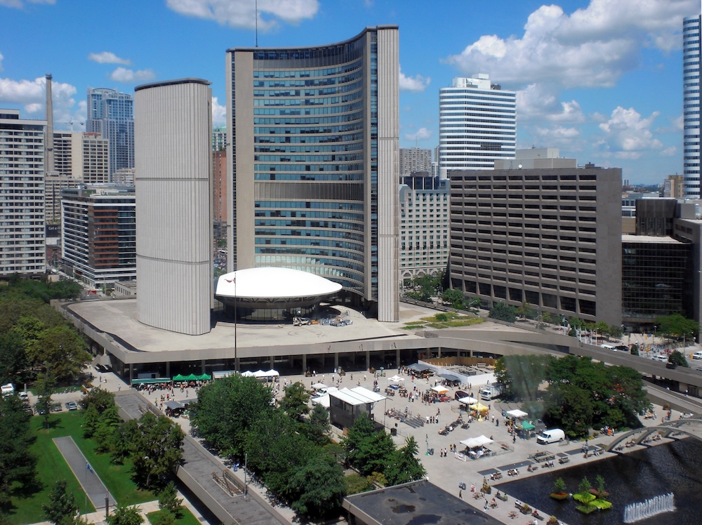 Toronto City Hall from Sheraton hotel room.